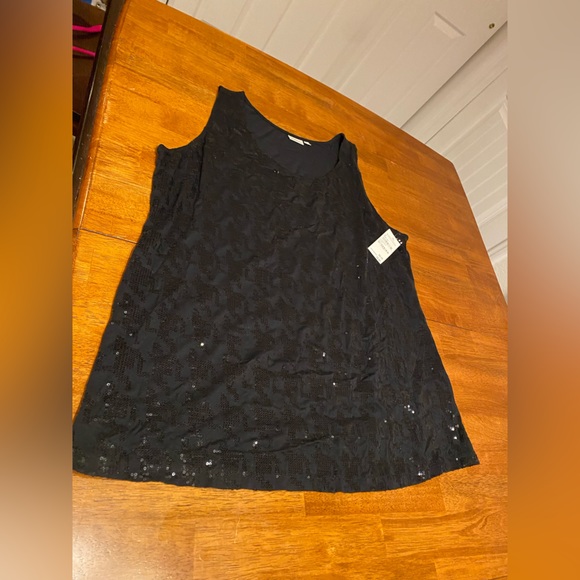Nordstrom’s NWT Halogen Encore women’s  2X Sequined Black sleeveless Dress top - Picture 3 of 12